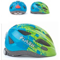 Шлем Author Flash Inmold с мигалкой, сине зеленый, размер 51-55 cm